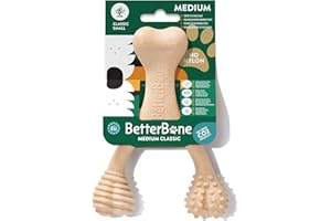 BetterBone - Juguete para Perros para Masticar - Small Medium Classic - Huesos masticables Veggie para Perros sin Nailon ni OGM a Base de celulosa - Juguete masticable de dureza Media Sabor Neutro -