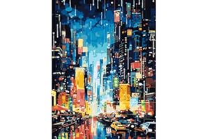 askkqtx Malen Nach Zahlen Erwachsene,Stadt nach tleuchten DIY Paint by Numbers Adult Handgemalt Ölgemälde Kit für Anfänger Ohne Rahmen,City Night Scene Paint Als Geschenk Home Dekor 30X40 CM