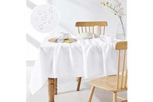 ‎DECONOVO Deconovo Outdoor Tischdecke Wasserabweisend Wetterfest Wasserdicht Garten Tischtücher Gartentisch, 240x140 cm, Weiß, 1 Stück