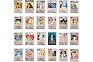 Confezione da 24 Wanted Posters Anime Poster, Hilloly One Piece Wanted Poster, Poster Manga Nuova Edizione Poster Carta Kraft, 28,5 cm × 19,5 cm