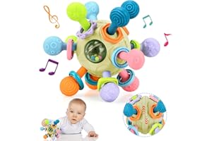 BIQIQI Giocattoli da dentizione per neonati 0-6 6-12 mesi, giocattoli Montessori per neonati 0 3 6 9 12 18 mesi, regali di aiuto alla dentizione per neonati, giocattoli da masticare per bambini 1 e 2 anni