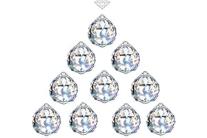 ‎MERRYNINE MerryNine Transparente Kristallkugel Prisma Sonnenfänger Regenbogen-Anhänger, hängende Kristalle Prismen für Fenster, für Feng Shui, als Geschenk 1.6"/40mm 10Pack farblos