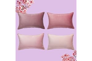 Topfinel Fundas Cojines Funda Cojin para Decoracion Hogar Sofa Cama Sillas Jardin Cojines de Terciopelo para Dormitorio Salon de Estar Modernos Serie Colores Rosado 30x50 Juego de 4