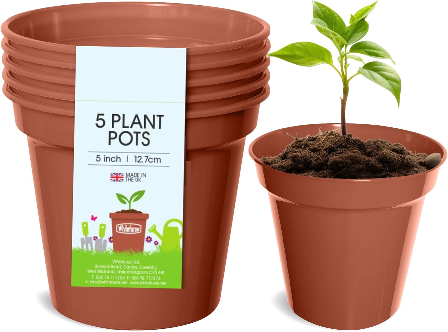 WHITEFURZE 12.7CM GARDEN POT - TERRACOTTA SET OF 5