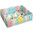 Metreno 16 panel Baby Play Area Indoor Setup Playpen for Babies upto 5 year Foldable Play Yard Fence for Toddlers Kids Playarea Setup Outdoor Children Play Area with Gate, Balls, mat (5.2*6.1ft=30sqft)