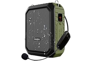 SHIDU Amplificador de voz inalámbrico Sistema PA impermeable 18W con micrófono inalámbrico UHF Altavoz Bluetooth para aula al aire libre Guía turístico