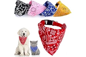 ZQUINTUPLIAN 5 Packs Dog Bandana, Washable Bandanas for Dogs Puppy Bandana, Dog Neckerchief Adjustable Bandana for Cats Dogs for Small Medium Pets （5 Colors）