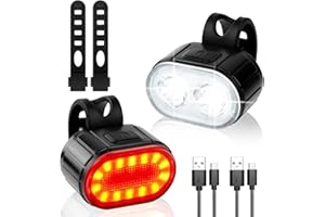 Flintronic Zestaw świateł rowerowych, oświetlenie rowerowe z możliwością ładowania USB, super jasne światła rowerowe przednie i tylne tylne światło LED dla bezpieczeństwa jazdy w nocy, wodoodporność