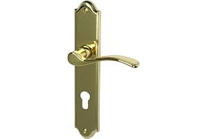 Alpertec Türbeschlag Lori - LS Messing poliert für Wohnungseingangstüren PZ Drückergarnitur Türdrücker Türbeschläge, 32760143