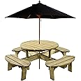 BrackenStyle Aberdeen Picnic Bench With Parasol – Durable Commercial Standard Table From A Trade Supplier – Green Pub Table (Black Parasol)