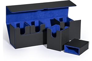 UAONO Sammelkarten Box mit Würfelablage für MTG,Premium-Kartenbox mit starkem Magnet zur Aufbewahrung für Magic Commander TCG CCG Karten (Schwarz&blau，5 in 1)