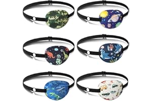 HIFOT 6 Pieces Eye Patches for Kids Boys, Soft Eye Patch for Glasses Eyepatch with Adjustable Elastic Strap for Adults Children Lazy Eye Amblyopia Strabismus to Cover Either Eye