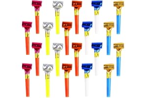 AKH® 20 Party Blowers | Birthday Loot Bag Filler | Colourful Foil Blowouts | Blowouts Noisemakers | Party Noise Generators | Party Whistles | Noise Toy For Kids Birthdays Weddings Celebrations
