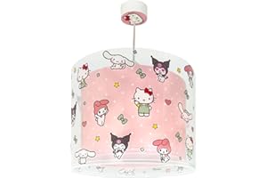 Dalber Lustre Chambre Lampe Suspension Enfand Hello Kitty And Friends, My Melody, Cinnamoroll, Kuromi 41252, E27, Rose