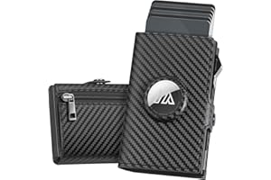 Manmaxim Air Tag Wallet with Compact, Airtag Card Holder Wallet for 8-10 Cards, 10+ Banknote & 2 ID Windows Card Wallets with Coin Pocket RFID Wallet for Men, Smart Wallet (Carbon)
