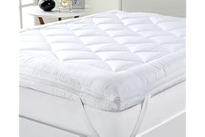 Caroline Shatuik Mattress Topper King size Bed - Dual Layer 4 Inch/10cm Thick Deep Breathable,Soft Hypoallergenic King Mattress Topper with Corner Straps (152x200cm)