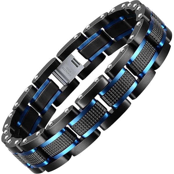 VNOX Men's Two-Tone Link Bracelet – Stainless Steel, Adjustable, 12mm Width, Personalized Engraving Option - View #3
