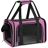 Dog Carrier Bag, Breathable Pet Carrier Bag, Adjustable Shoulder Strap and Soft Mattress, Supports 8 kg, Animal Carrier (Pink
