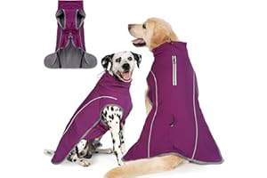 Cyponpy Dog Jacket Waterproof Dog Coat Fleece Lined Dogs Coats Waterproof Reflective with Zip for Harness Warm Coats with Underbelly Adjustable Winter Jacket Warm Raincoat for Small Medium Large Dogs
