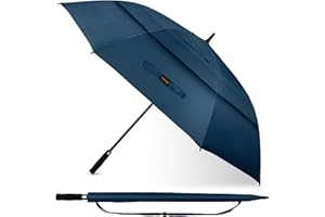 TECKNET Paraguas Golf Antiviento Automático 68 Pulgadas, Extra Paraguas Grande con Doble Toldo, Resistente al Viento y al Agua, con Mango de EVA, Paraguas de Golf para Exteriores