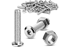 TXXATX M6x60 mm Schrauben mit Muttern 20 Sätze Flachkopfschrauben Set Silber Edelstahlschrauben Sechskantschrauben mit Muttern Linsenkopfschrauben für Holz Möbelreparatur Montage Werkbank DIY