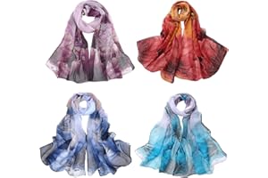 HTTDSLF 4 Piezas Bufanda Mujer, Pañuelo Cuello Mujer Bufanda, Fular Mujerr, Chal Estola Ultraligero Transpirable para Cuatro Estaciones