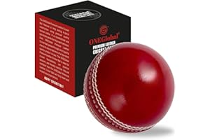 ONEGlobal Premium Leder Cricketball | 100% handgenäht und poliert von erfahrenen Kunsthandwerkern bis zur Perfektion | 156G Matchball aus langlebiger 4-teiliger Konstruktion und hochwertigem gegerbtem Leder | ideal für Liga-Spiele, Turniere, Netz-Artikel Aktion und F. riendly Games