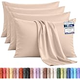Utopia Bedding Set of 4 Pillowcases - 50 x 75 cm - Beige | Oeko-Tex Certified - Brushed Microfiber, Envelope Closure (No Inse