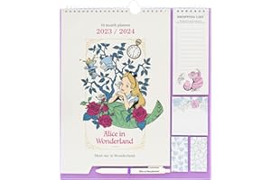 GUPO ERIK Grupo Erik Disney Alice In Wonderland Wall Calendar 2024 | Monthly Planner 16 Months Sep 2023 - Dec 2024 | 11.8 x 13.4 inches - 30 x 34 cm | Disney Gifts | With Stickers/Pen/Shopping List