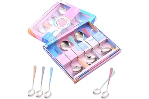 Sykerout 10 Piezas de Regalo Cuchara, Cucharas de Sopa de Acero Inoxidable, cucharas pequeñas,cucharitas Postre, Aptas para el lavavajillas, Cucharas se Pueden Usar para café, Leche, Helado, té y más