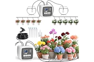 Ambesty Système D'arrosage Automatique D'intérieur pour 20 Plantes en Pot,Arrosage automatique avec 2 pompe à contrôle indépendant avec 15M Tuyau rechargeable pour Jardin, Balcon, Interieur