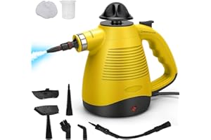 FORMIPOW Dampfreiniger, Dampfreiniger Handgerät 1050W für zuhause, 450ml Wassertank, 3,5 Bar Dampfdruck, 8 Zubehör, 2m Kabel Hand Steam Cleaner für Alles Boden Küche Fliesen Fenster Auto Teppiche Sofas (Gelb)