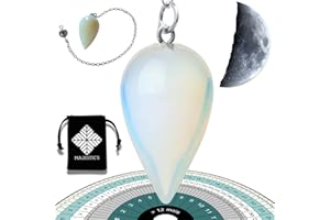 Majestic's Péndulo Adivinación Profesional Piedra de Luna (Opalina),Pendulo divinatorio de Radiestesia universal