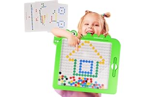 GEWDW Magnetic Drawing Board for Toddlers, Magnet Beads Drawing Board with Magnetic Pen and Cards Montessori Educational Preschool Toy Fun Travel Gifts Toys for Boys Girls 3+ Years Old (Dinosaur - Large)