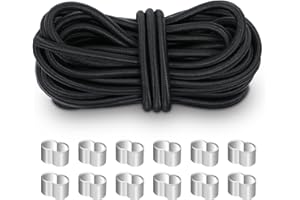 Minnhua 10m Cuerda Elastica Negro,7.5mm Cuerdas para Sujetar Lonas de Goma para Fijación Lonas Remolques, Lonas Piscinas, Lonas Yates, Lonas Camiones, Toldos y Lonas Publicitarias