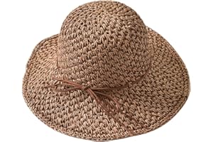 QCHOMEE Frauen Strohhut Damen Sonnenhut Atmungsaktiv Sommerhut Sonnencreme Anglerhut Outdoor Hut Faltbar Fischerhut Sommer Anti-UV elegant Strandhut für Wandern Camping Tourismus Khaki/Beige