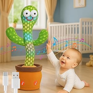 Toy Imagine Rechargeable Talking Cactus Toy for Kids - Musical Dancing, Speaking Cactus Toy for Babies – Educational Talking Toy for Baby Boys & Girls (0-3 Years) – Speaking, Repeating for Toddlers