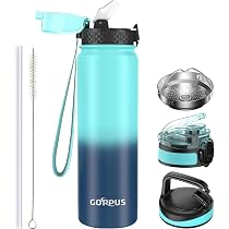 GOPPUS 1L/32oz Borraccia in Acciaio Inox con Cannuccia Borraccia ...