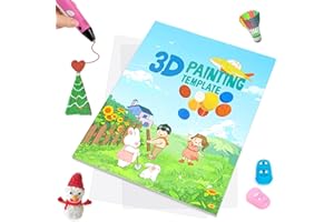 3D-Stift-Malbuch, wiederverwendbare farbige 40-Muster-Vorlagen aus dickem Papier mit zwei durchsichtigen Platten, 3D-Mal-Graffiti-Schablonen für Kinder-DIY-Geschenke, Vomika