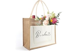 Tarklanda Jute Tote Bag Bride, Sac Cabas Jute Mariée, Cadeau pour Mariée, Mariage, Douche Nuptiale (Bride)