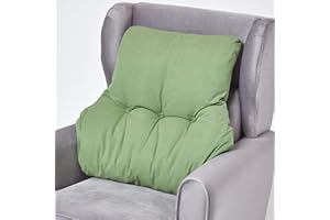 Homescapes - Cuscino lombare per poltrona, verde, 68 x 58 cm, spessore 15 cm, con rivestimento in cotone, cuscino per supporto schiena