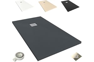 NEBADOON | Plato de Ducha de Modelo Roma II – Plato Ducha Resina con Textura Pizarra - Disponible en Varios Colores y Medidas – Gris Antracita (RAL 7016) 70x150 cm – Incluye Válvula Desagüe y Rejilla