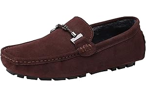 Jamron Uomo Elegante Fibbia Mocassini Comfort Scamosciato Scarpe di Guida Moda Pantofole