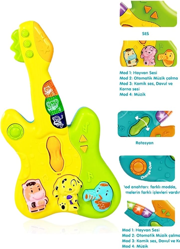 Vivaverse Işıklı ve Müzikli Gitar Bebek Piyanosu