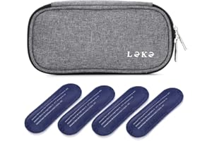 LEKESKY Leke Insulin Kühltasche Diabetiker Tasche für Medikamente Thermotasche mit 4 Kühlakkus, Grau