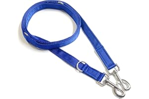 CHURCH PRODUCTS UK 25mm Police Style Dog Training Leads Obedience Control Leash Multi-Functional Double Ended In Cushioned Webbing (Royal Blue, 8ft (2.4m) Long)