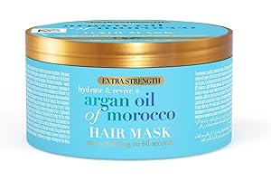 OGX Extra Strength Hydrate & Revive with Argan Oil of Morocco Hair Mask, with Silk Proteins, Intensely Nourishes & Strengthens for Superior Hydration, for Dry, Damaged and Brittle Hair, 300ml