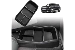 BestEvMod for EV9 Lower Center Console Organizer Tray Interior Accessories Storage Box ABS Material with PVC Trim Compatible with 2024 Kia EV9 Accessories (Lower Organizer)