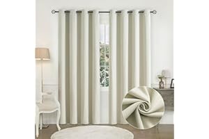 CUCRAF Total - Tende oscuranti con occhielli, opache, effetto lino, per soggiorno, camera da letto e cameretta dei bambini, 137 x 117 cm, set da 2 pezzi, colore: grigio/verde