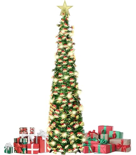 HMASYO Albero Di Natale Artificiale Pop-Up 1.5m Con Luci LED